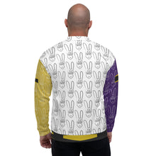 Load image into Gallery viewer, GXLD LUXURY FUSION Unisex Bomber Jacket - (PURPLE G100 &amp; BUNNIES)
