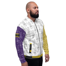 Load image into Gallery viewer, GXLD LUXURY FUSION Unisex Bomber Jacket - (PURPLE G100 &amp; BUNNIES)
